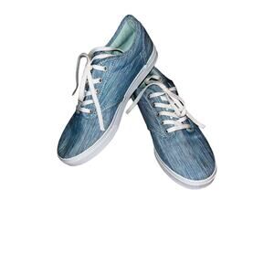VANS‎ Authentic Canvas Flat Sneakers Womens 6 US Shiny Light Blue/Light Green